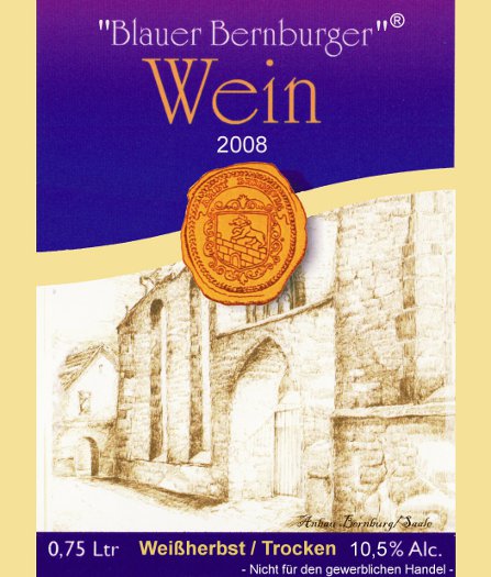 Blauer Bernburger Weißherbst Etikett 2008